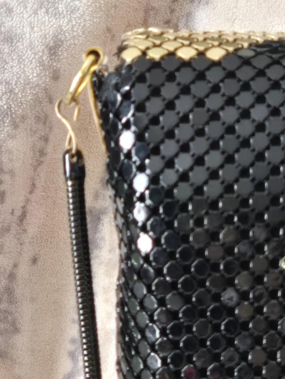 Metal Mesh Clutch Crossbody Black Gold Silver Vintage Style Evening Bag